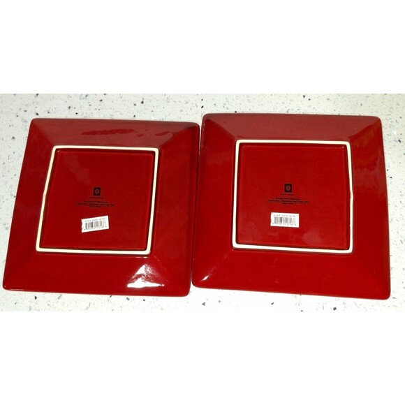 Rare HiEnd Accents Savanna Tooled Leather Look Salad Plates Stoneware  Set of 2 - Picture 5 of 9